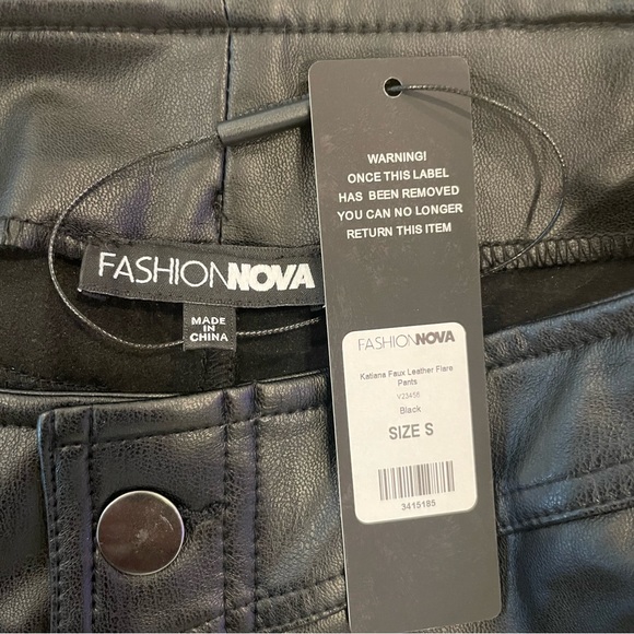 NWT Fashion Nova Black Faux Leather Flare Pants Size Small - Picture 8 of 11